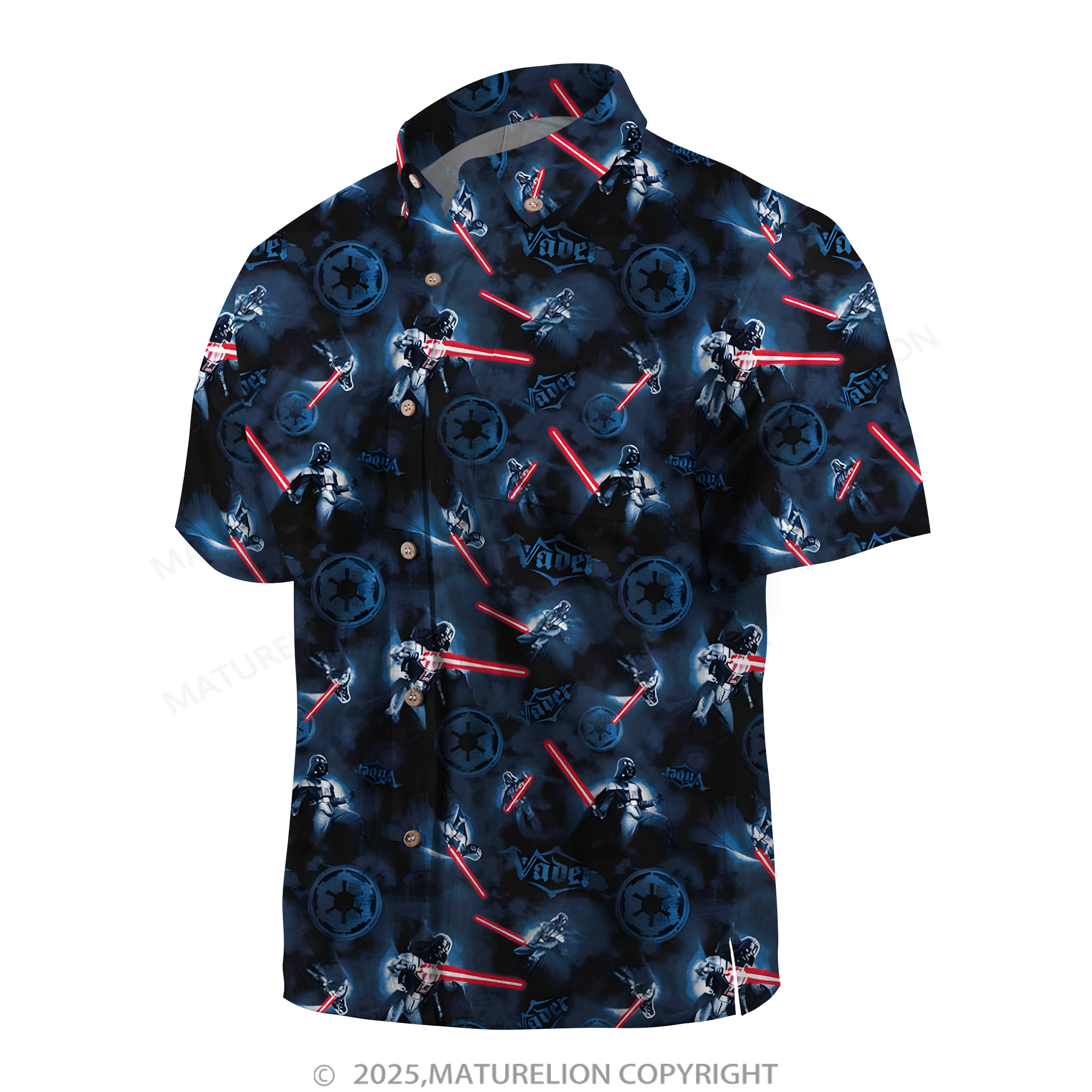 Maturelion Men's Hawaiian Shirt Cosmic Synthwave Dark Helmet Hawaiian Shirt