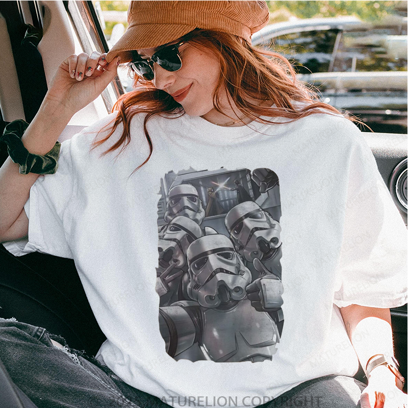 Maturelion Women's T-Shirt Vintage Star Wars Storm Strooper Selfie Cotton T-Shirt