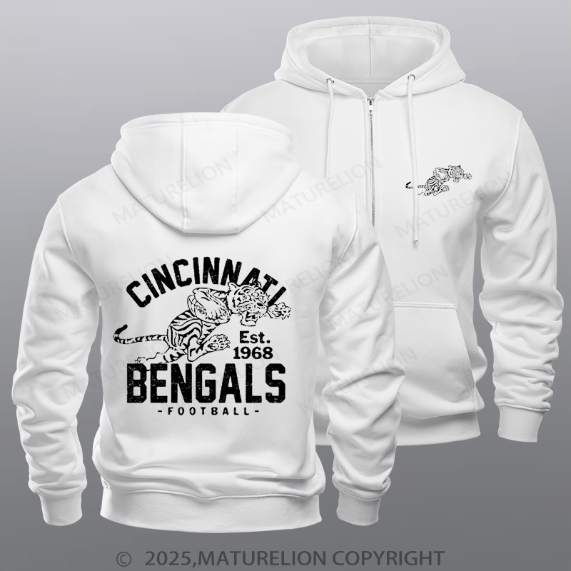 Maturelion Super Bowl Hoodie Vintage Cincinnati Bengals 3 by Buck Zipper Hoodie