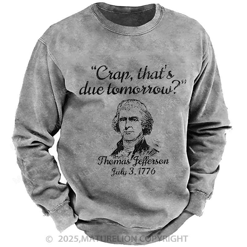 Maturelion Men's Sweatshirts America Independence Day Sweatshirts Washed Sweatshirts