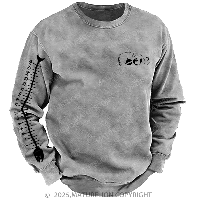 Maturelion Men's Sweatshirt Fishing Ruler Sweatshirt