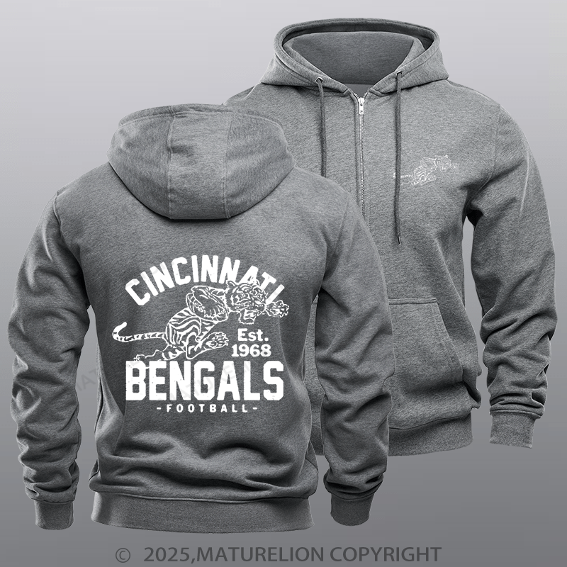 Maturelion Super Bowl Hoodie Vintage Cincinnati Bengals 3 by Buck Zipper Hoodie