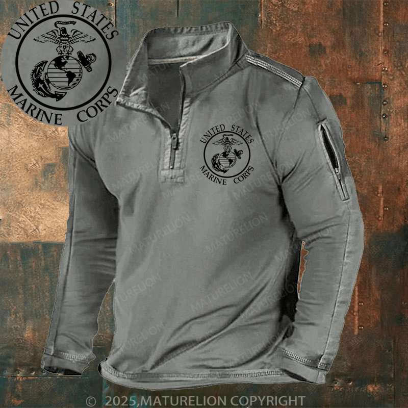 Maturelion Henley Shirt United States Marine Crops Henley Shirt