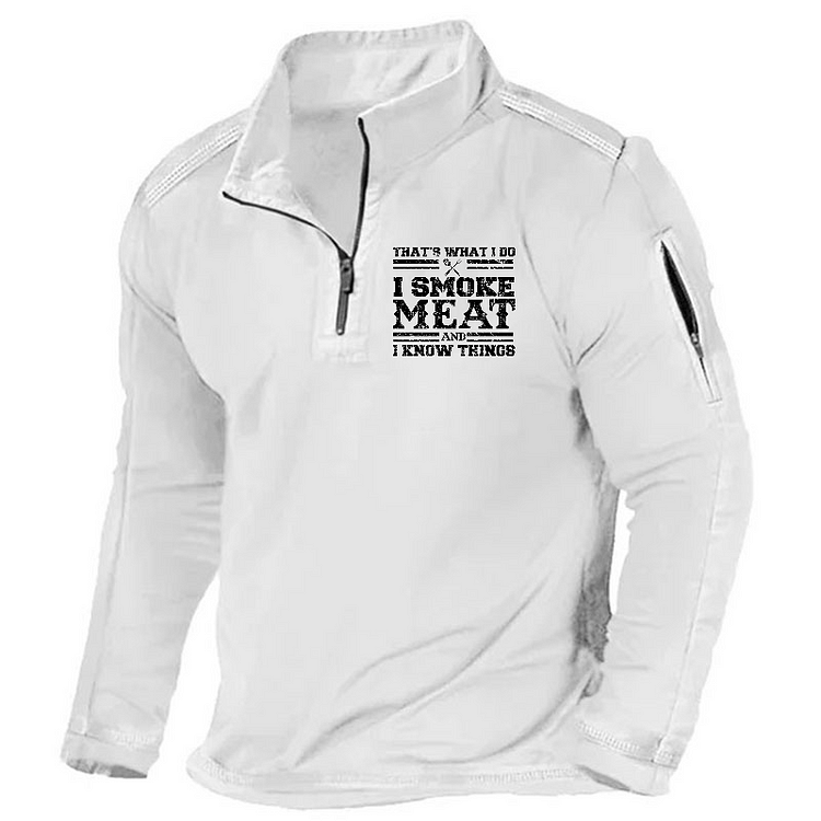 Maturelion Men's Henley Shirt That's What I Do I Smoke Meat And I Know Things Funny Family Gathering Henley Shirt