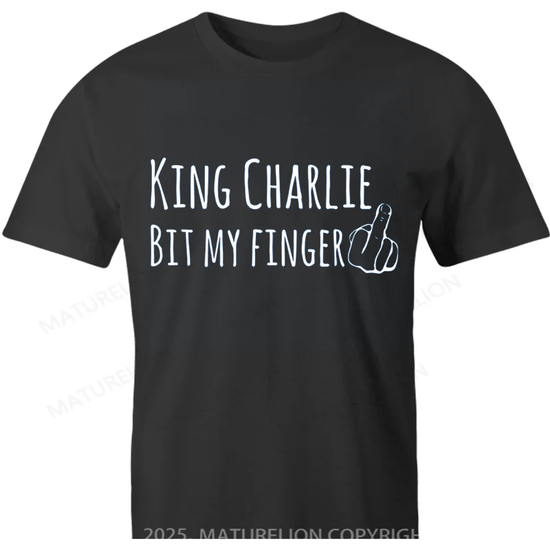 Maturelion British T-shirt King Charlie Bit My Finger Cotton T-shirt