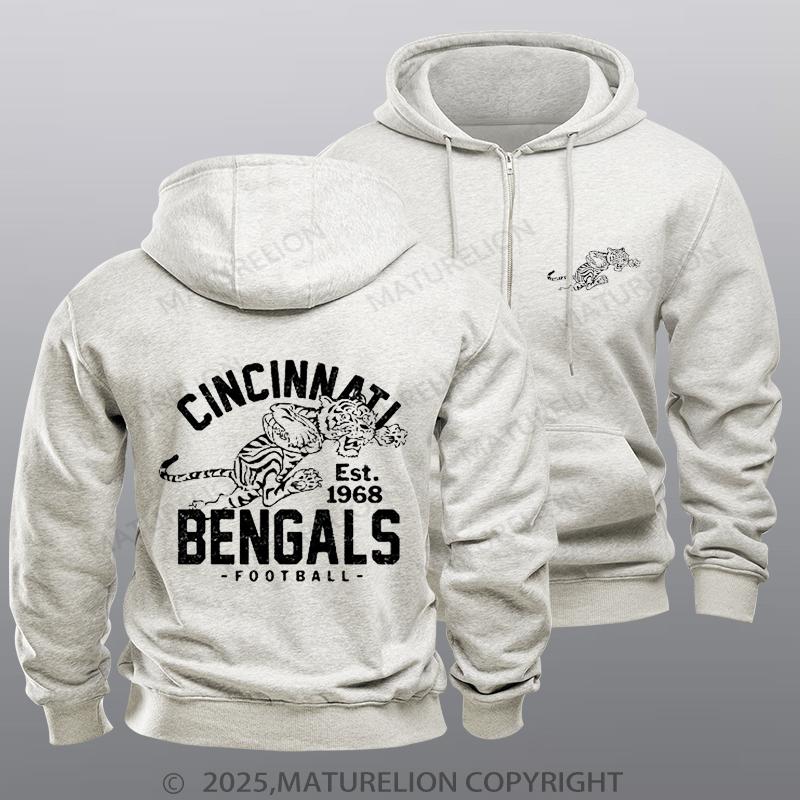 Maturelion Super Bowl Hoodie Vintage Cincinnati Bengals 3 by Buck Zipper Hoodie