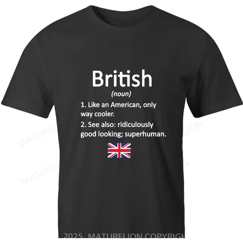 Maturelion British T-shirt British Roots Great Britain Flag T-shirt