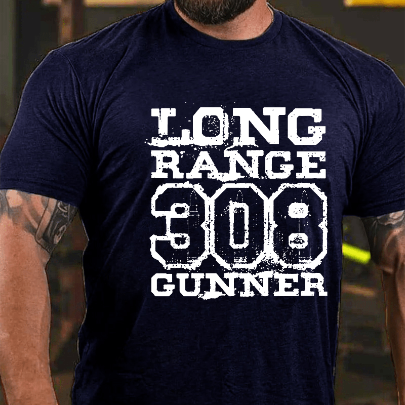 Long Range 308 Gunner Funny Guns Print Cotton T-shirt