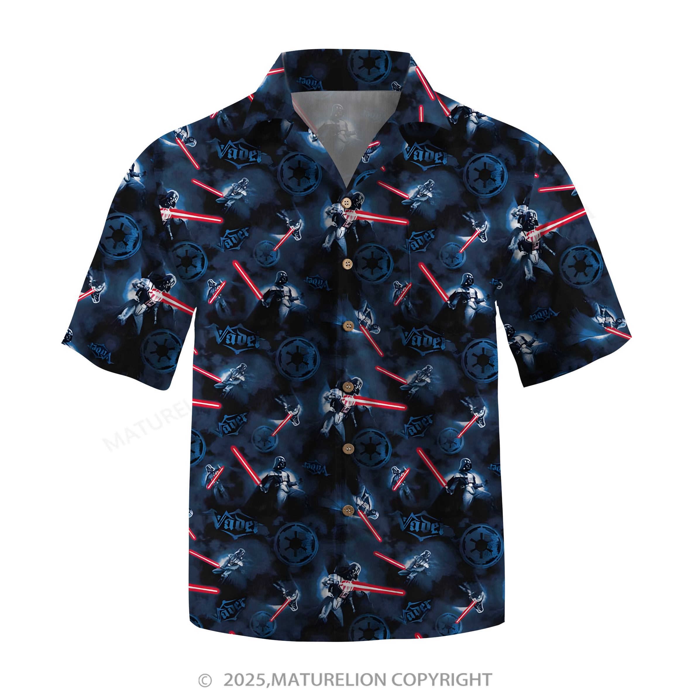Maturelion Men's Hawaiian Shirt Cosmic Synthwave Dark Helmet Hawaiian Shirt