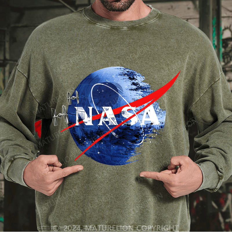 Maturelion Men's Sweatshirts Inspired Guava Iguana Death Star Graphic Sweatshirt