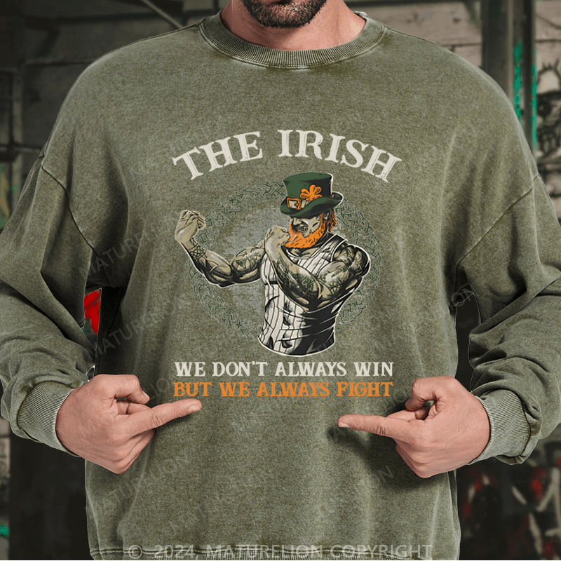 Maturelion St Patrick's Sweatshirt Fighting Irish Washed Sweatshirt