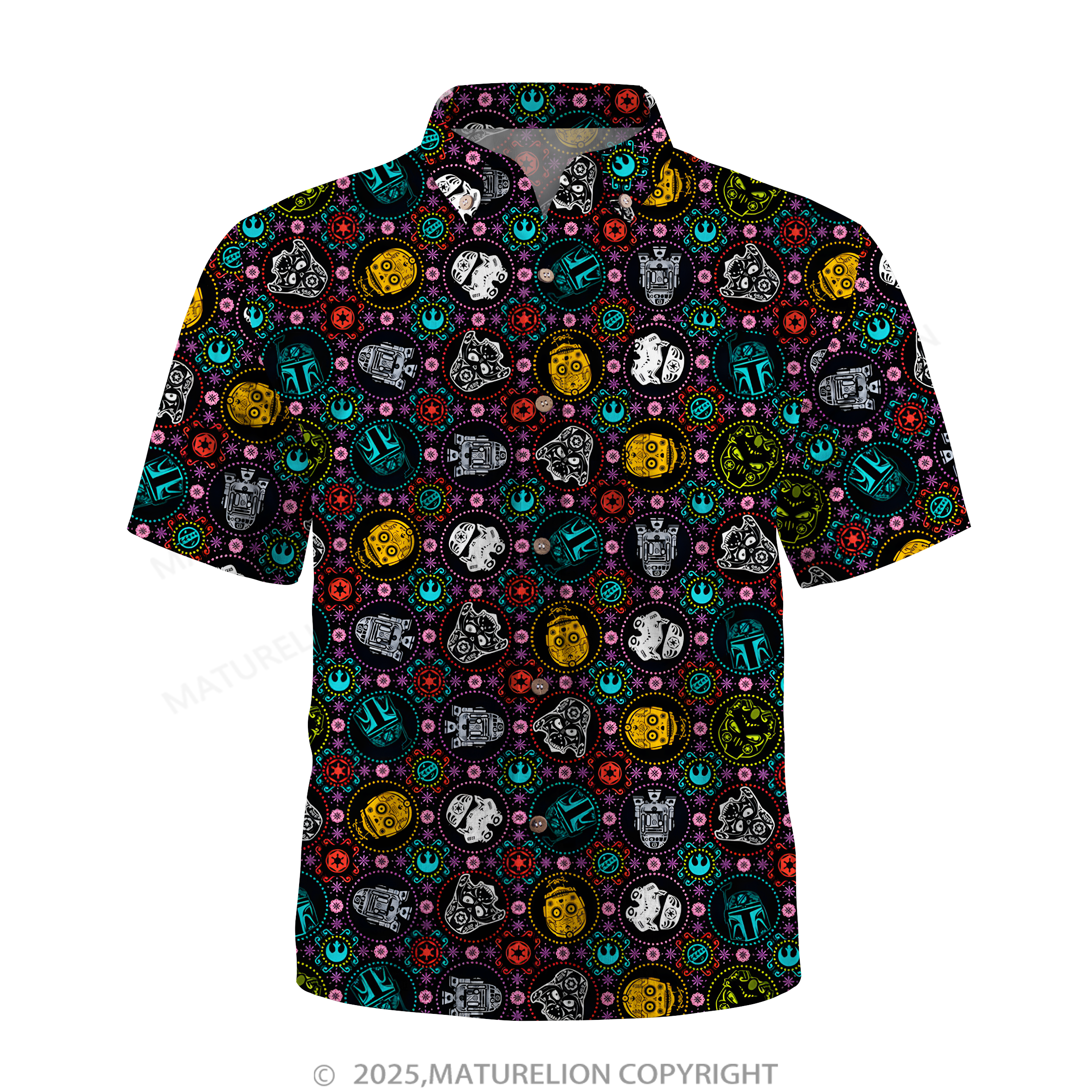 Maturelion Men's Hawaiian Shirt Galactic Synthwave Sith Lord Hawaiian Shirt