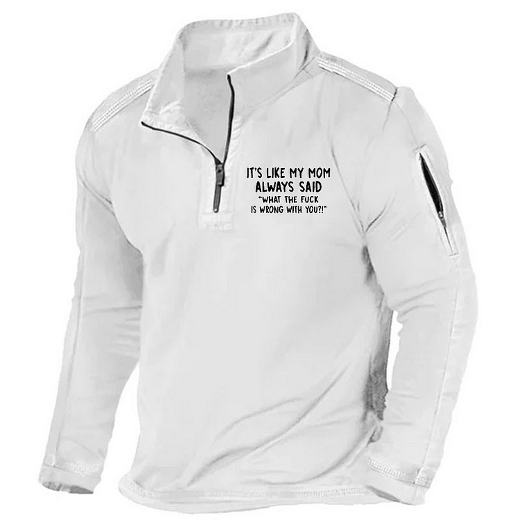 Maturelion Men's Henley Shirt It's Like My Mom Always Said What The Fuck Is Wrong With You Casual Letters Print Henley Shirt