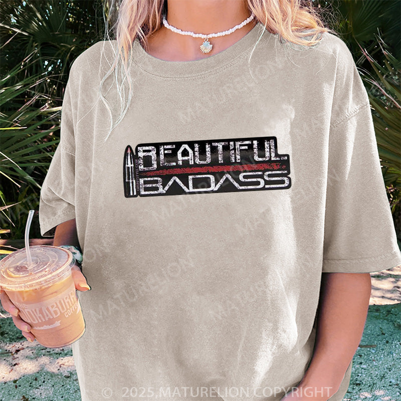Maturelion Women's T-shirt Beautiful Badass DTG Washed T-shirt
