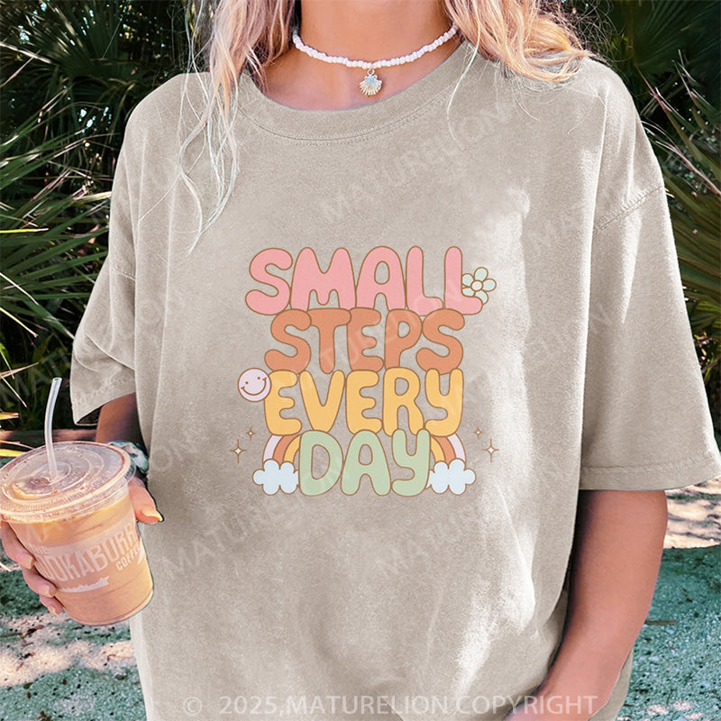 Maturelion Women's T-shirt Small Steps Every Day DTG Washed T-shirt