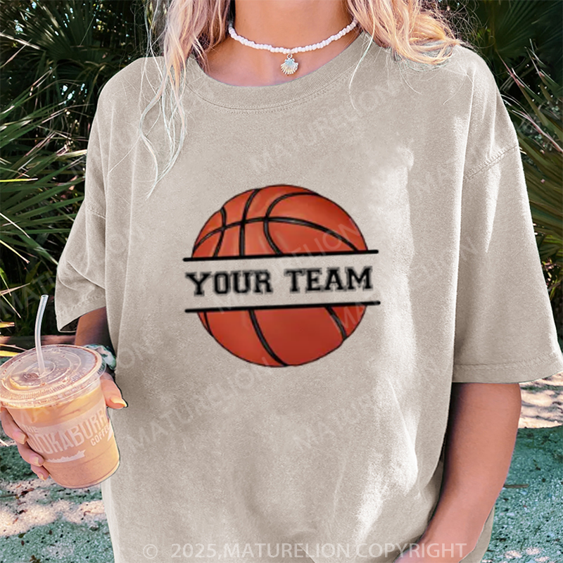 Maturelion Women's T-shirt Personalized Basketball DTG Washed T-shirt