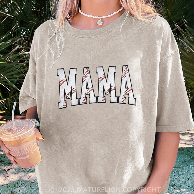 Maturelion Women's T-shirt Gift For Baseball Lover Mom DTG Washed T-shirt
