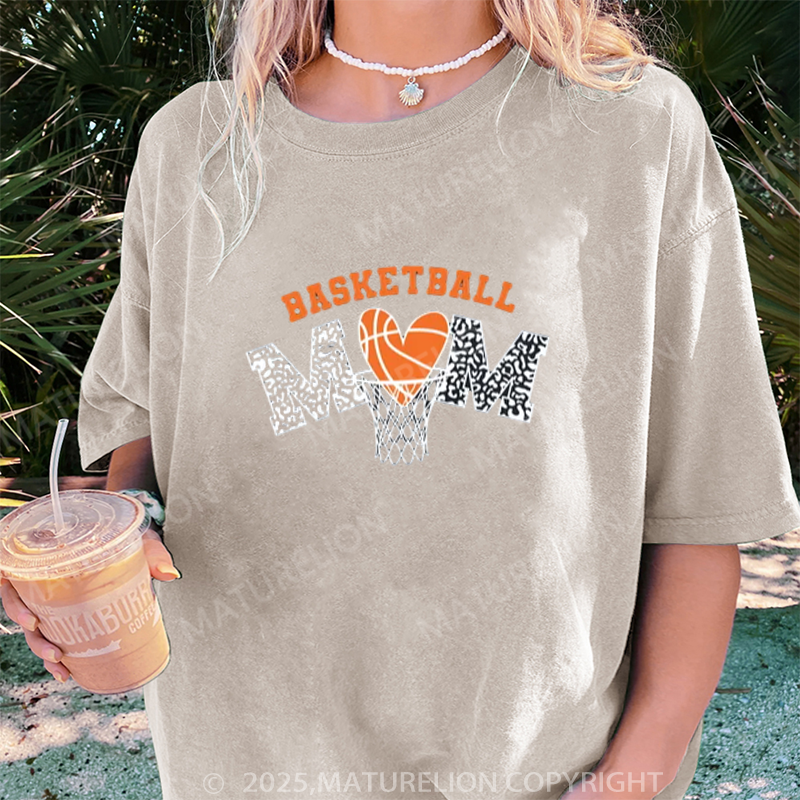 Maturelion Women's T-shirt Basketball Mom DTG Washed T-shirt