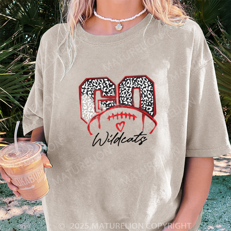 Maturelion Women's T-shirt Go Leopard Football DTG Washed T-shirt