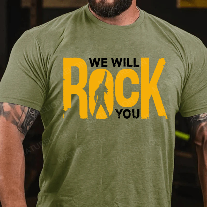 Maturelion Men's T-Shirt Queen We Will Rock You Cotton T-Shirt