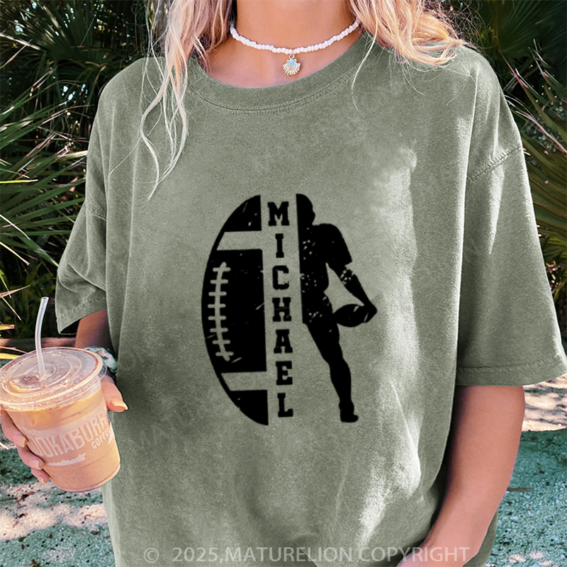 Maturelion Women's T-shirt Custom Football DTG Washed T-shirt