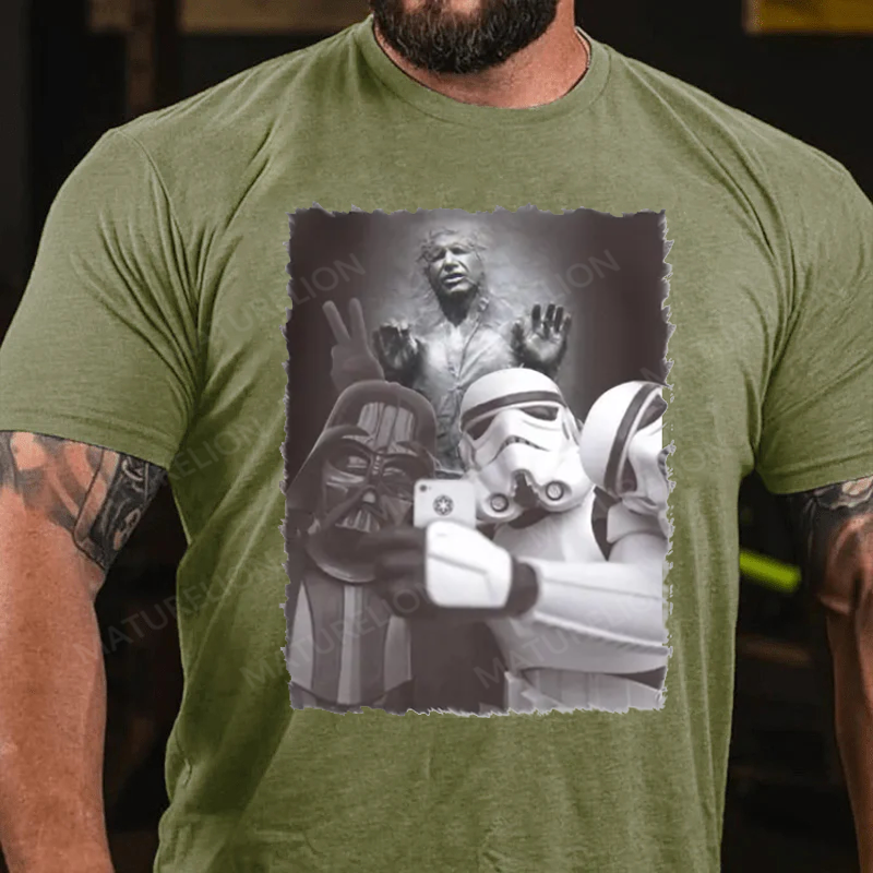 Maturelion Men's T-Shirt Darth Vader Stormtrooper Selfie Cotton T-Shirt