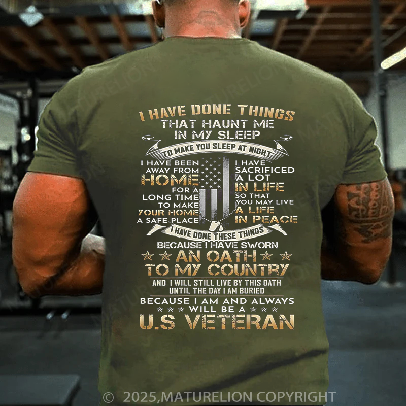 Maturelion Men's T-shirt US Veteran Cotton T-shirt