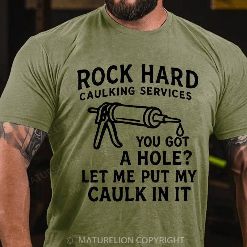 Maturelion Men's T-shirt Rock Hard Caulking Cotton T-shirt