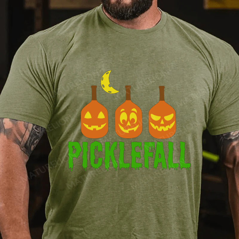 Maturelion Men's T-Shirt Happy Picklefall Halloween Cotton T-Shirt
