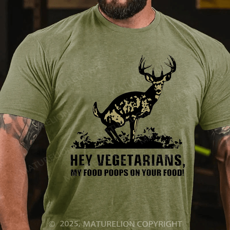 Maturelion Men's T-shirt Food Poops Vegetarians Essential Cotton T-shirt