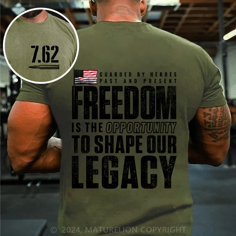 Maturelion Men's T-Shirt Freedom Guarded by Heroes Vintage Cotton T-Shirt