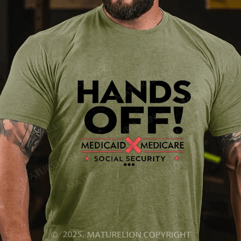 Maturelion Men's T-shirt Hands Off Cotton T-shirt