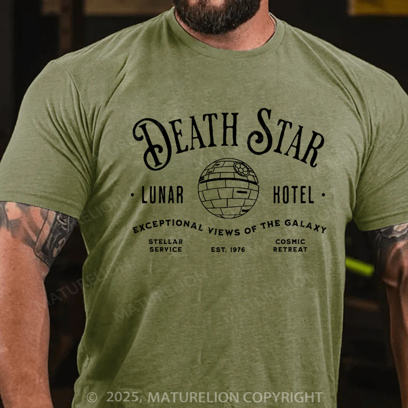 Maturelion Men's T-Shirt Death Star Lunar Hotel Cotton T-shirt