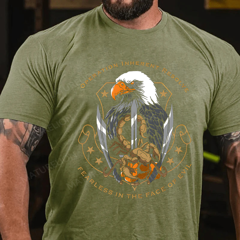 Maturelion Men's T-Shirt Operation Inherent Resolve Fearless In The Face Of Evil Cotton T-Shirt