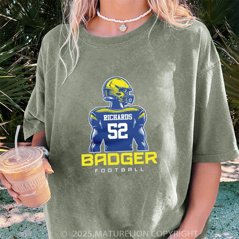 Maturelion Women's T-shirt Women's Personalized Football DTG Washed T-shirt