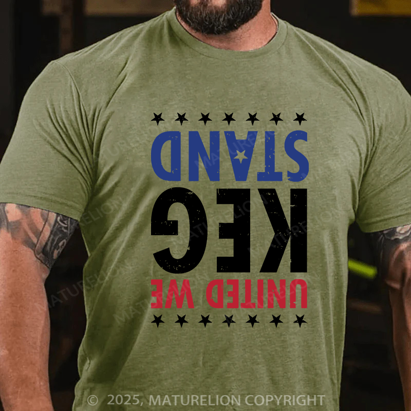 Maturelion Men's T-shirt United We Keg Stand Cotton T-shirt