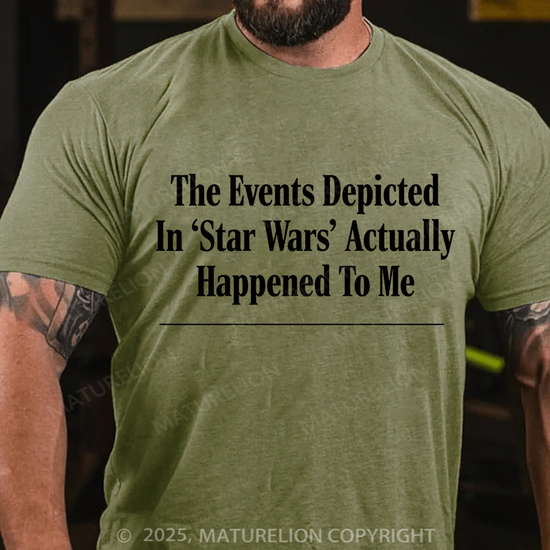 Maturelion Men's T-Shirt The Events Depicted In 'Star Wars' Headline Cotton T-Shirt
