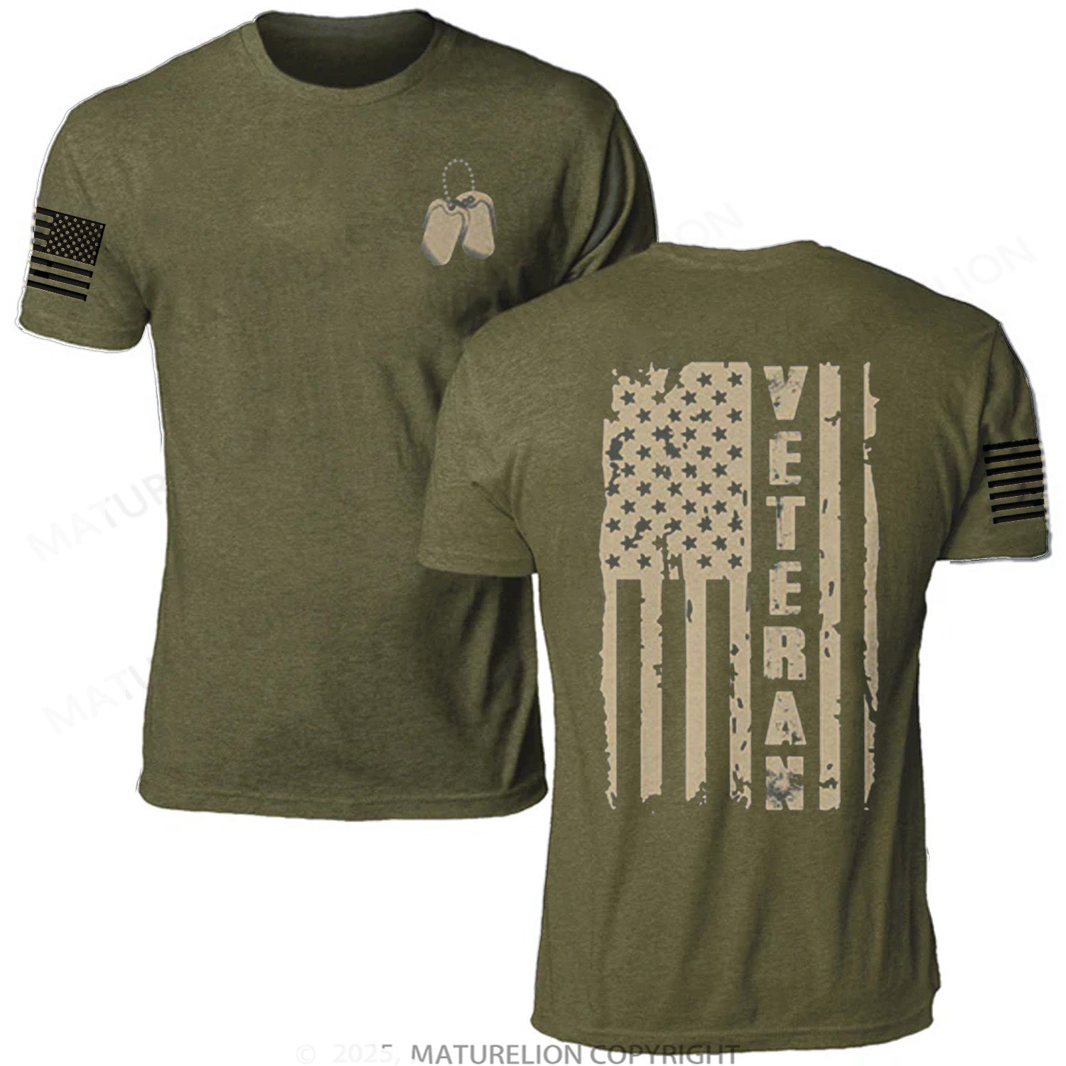 Maturelion Unisex T-Shirt Veteran Flag Memorial T-shirt
