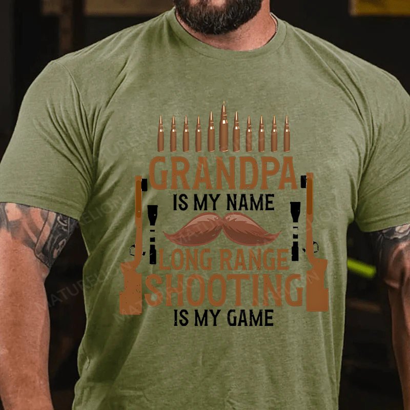 Maturelion Men's T-Shirt Grandpa Is My Name Long Range Shooting Is My Game Cotton T-Shirt