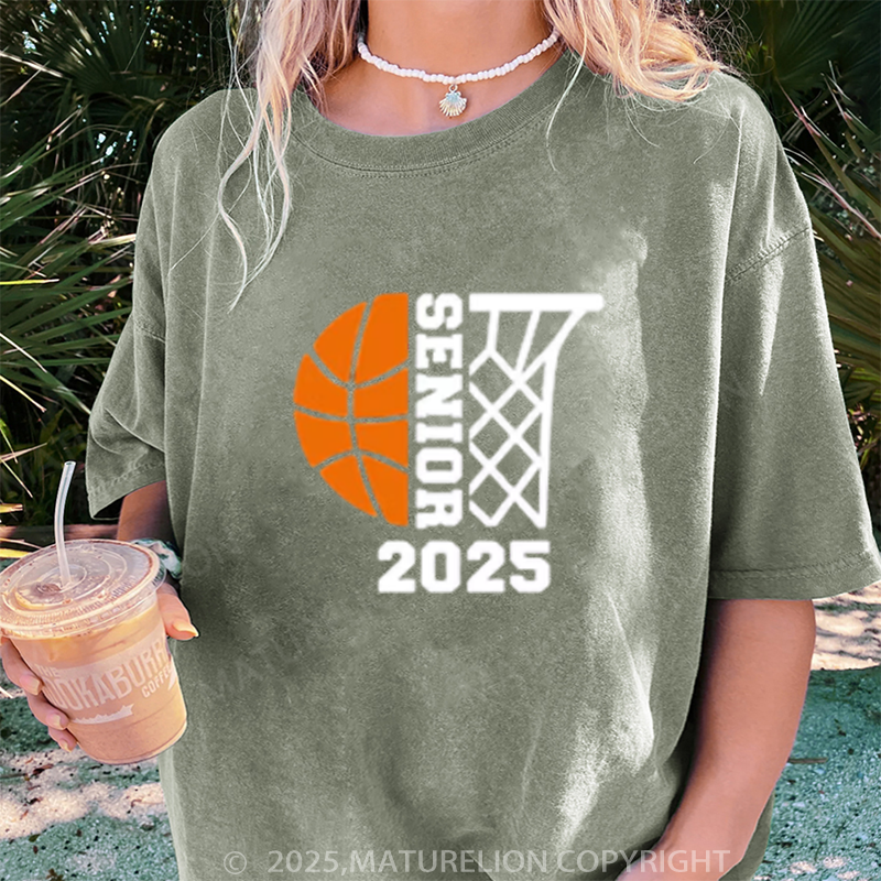 Maturelion Women's T-shirt Senior Basketball DTG Washed T-shirt