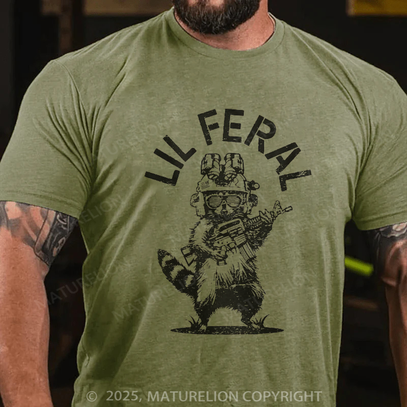 Maturelion Men's T-Shirt Lil Feral Raccoon Cotton T-Shirt