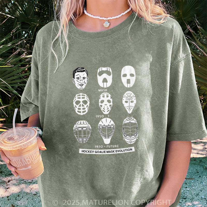 Maturelion Women's T-shirt Goalie Mask Evolution DTG Washed T-shirt