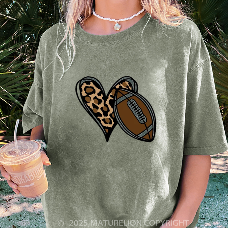 Maturelion Women's T-shirt Football Love DTG Washed T-shirt
