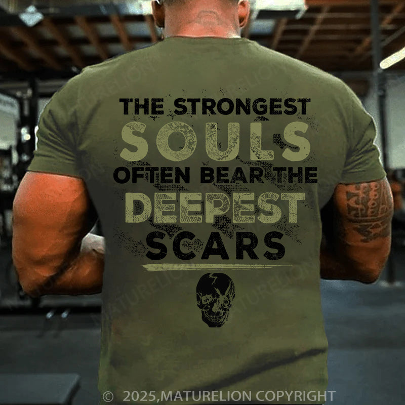 Maturelion Men's T-shirt The Strongest Souls Often Bear The Deepest Scars Cotton T-shirt