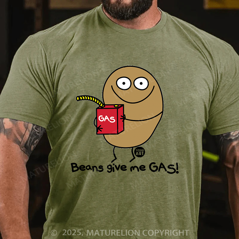 Maturelion Men's T-Shirt Beans Give Me Gas Cotton T-shirt