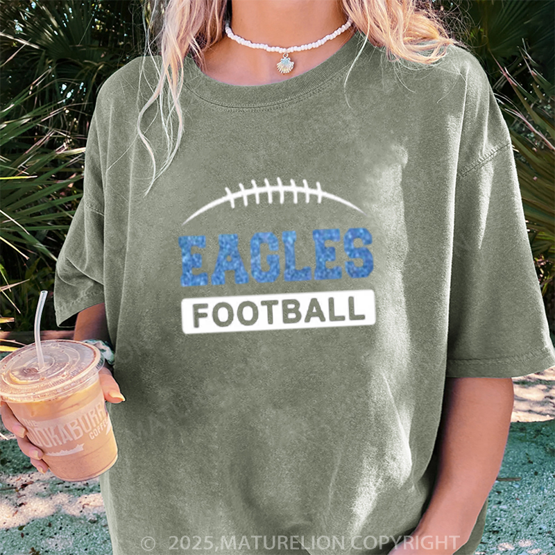 Maturelion Women's T-shirt Glitter Football Glitter DTG Washed T-shirt