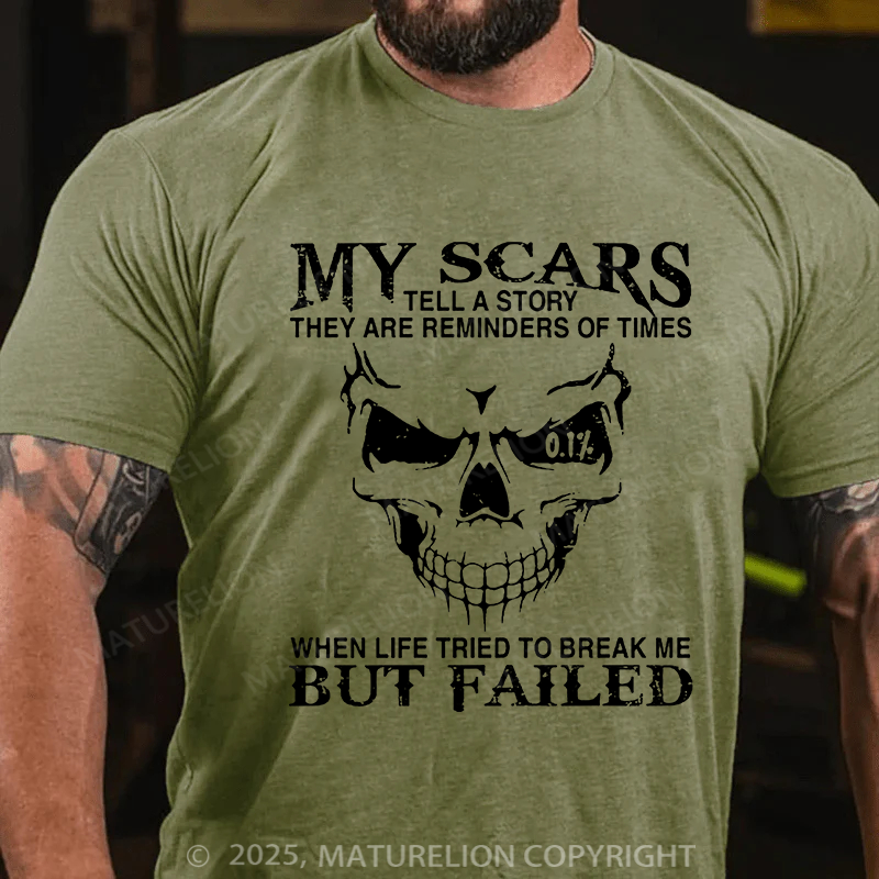 Maturelion Men's T-Shirt My Scars Tell A Story Cotton T-Shirt