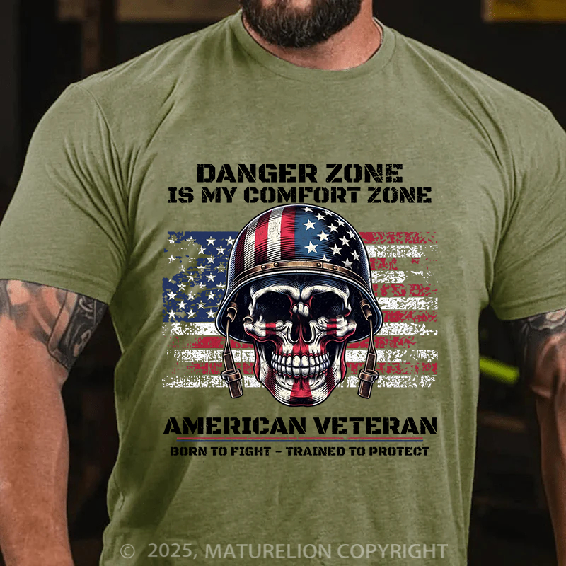 Maturelion Men's T-Shirt Veteran American Flag Cotton T-Shirt
