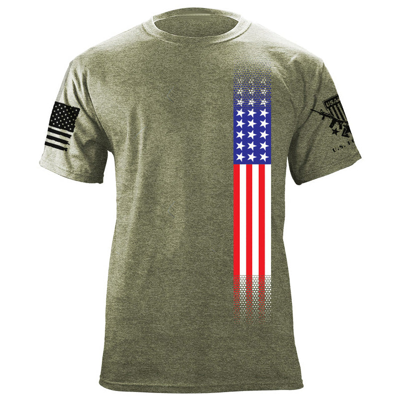Maturelion Men's T-shirt Skinny US Flag Vertical Cotton T-shirt