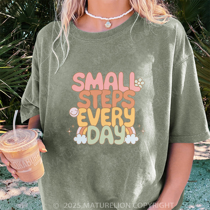 Maturelion Women's T-shirt Small Steps Every Day DTG Washed T-shirt